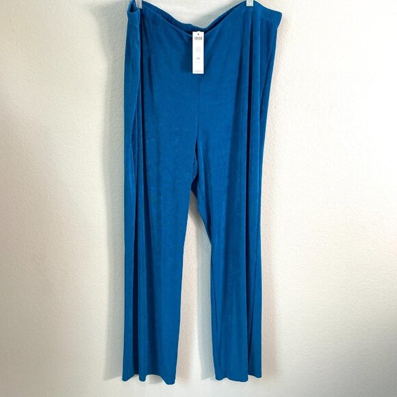 NEW $69 Chicos 4 Travelers Plus 20/22 No Tummy Pants Slinky Knit Aurora Teal - Picture 1 of 8